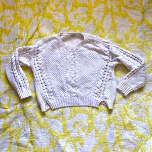 Sz Large Reunited Clothing White open knit sweater classic